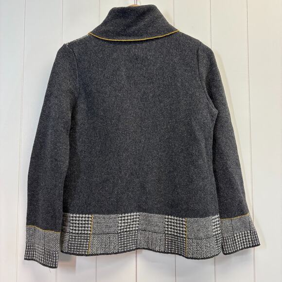 Betty Betty Womens Dark Academia Houndstooth Wool Blend Cardigan Size S Italy - Picture 2 of 8